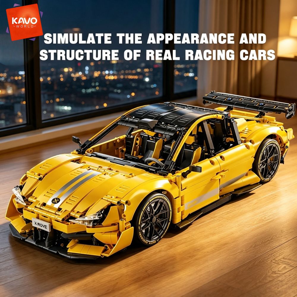 Desk Setup Build - KAVOWORLD 2143pcs Mobil Balap Blok Bangunan