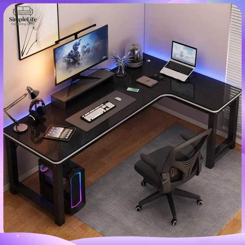 Desk Setup Dual Monitor And Laptop - Meja Gaming Sudut untuk Komputer PC