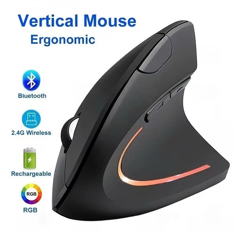 Ergonomic Desk Setup Keyboard - Mouse Vertikal Ergonomis 2.4GHz Bluetooth Pegangan