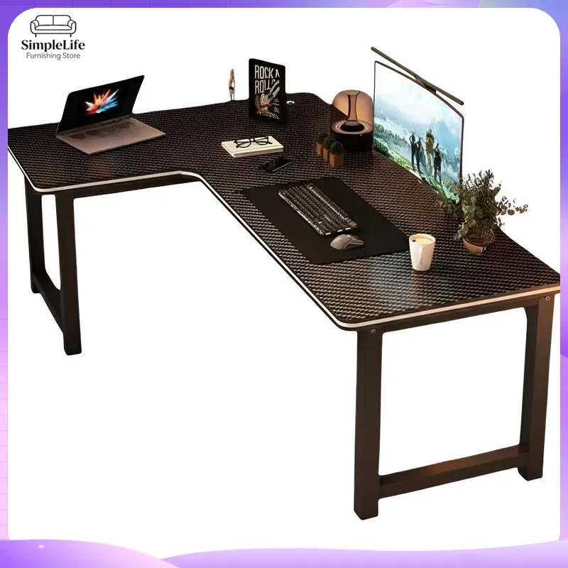 Desk Setup Bedroom - Meja Gaming Sudut dengan Rak Penyimpanan