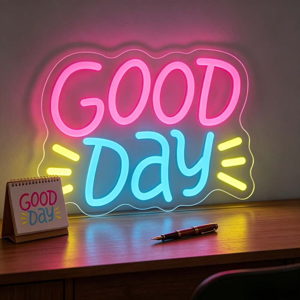 Desk Setup Bedroom - Lampu Neon LED Good Day Warna-warni