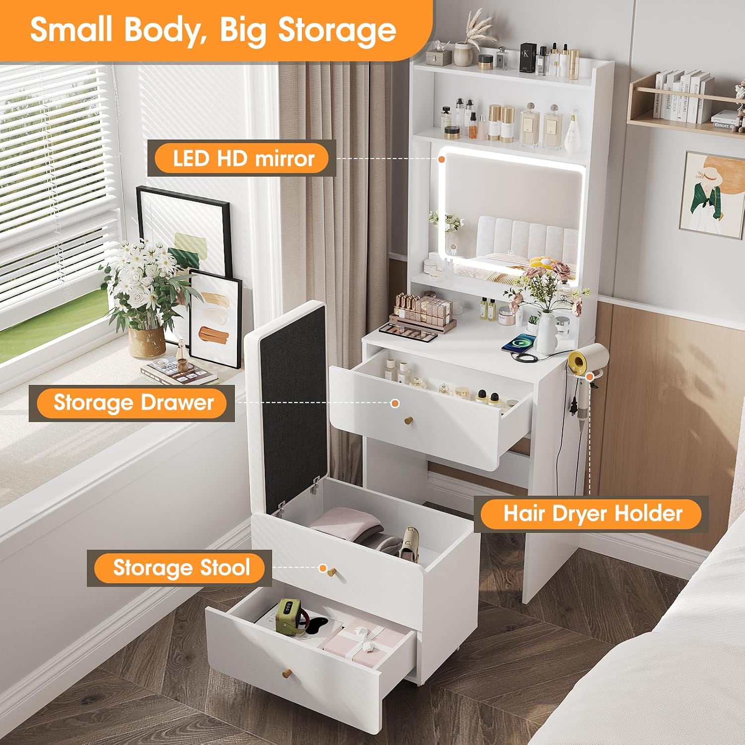 Meja Rias dengan Cermin & Lamp - Desk Setup Bedroom ulasan dan harga