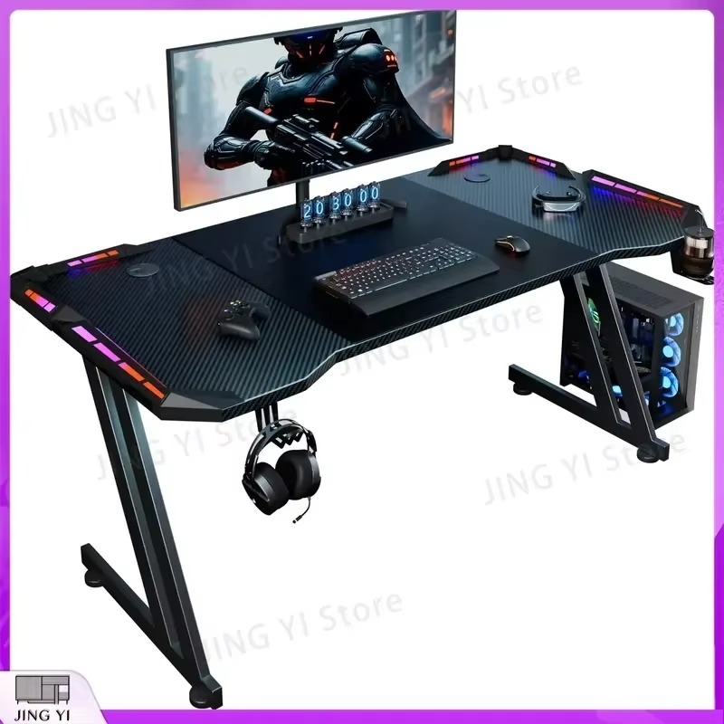 Meja Gaming dengan Lampu LED P - Desk Setup Headphones ulasan dan harga
