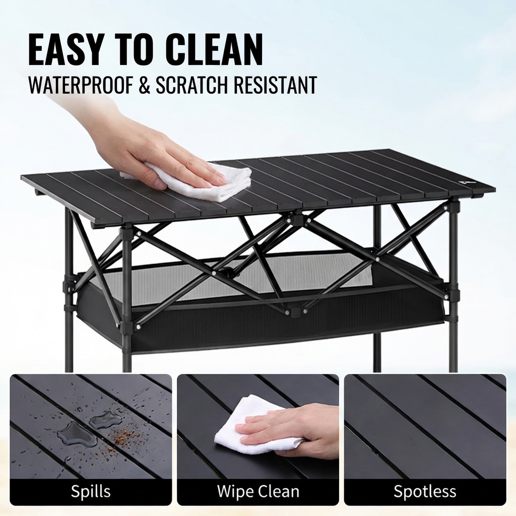 Meja Lipat Portabel untuk Luar - Desk Setup Shelves ulasan dan harga